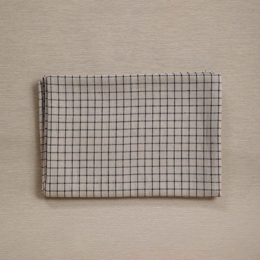 Natural linen windowpane tablecloth | Copper Beech