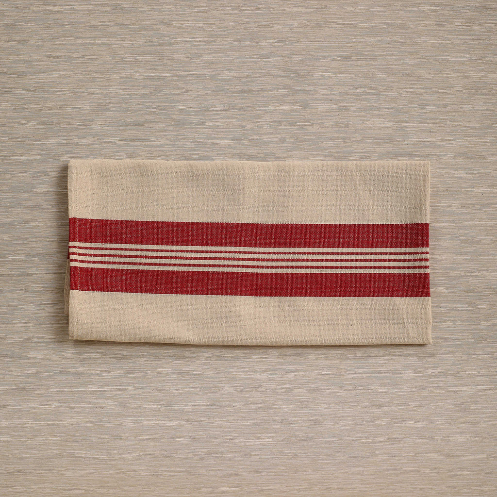 Kitchen towel with wide red stripes