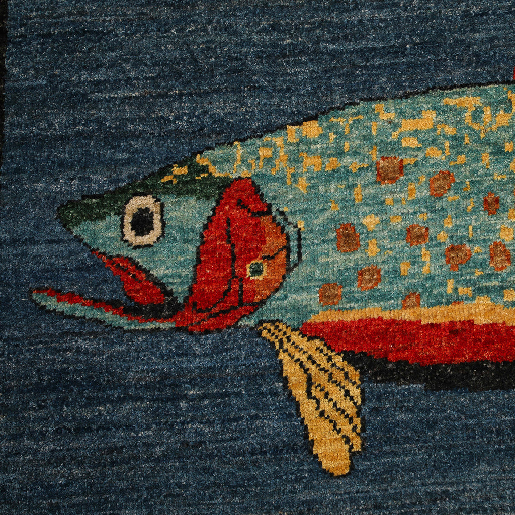 Wool handwoven fish rug | Copper Beech