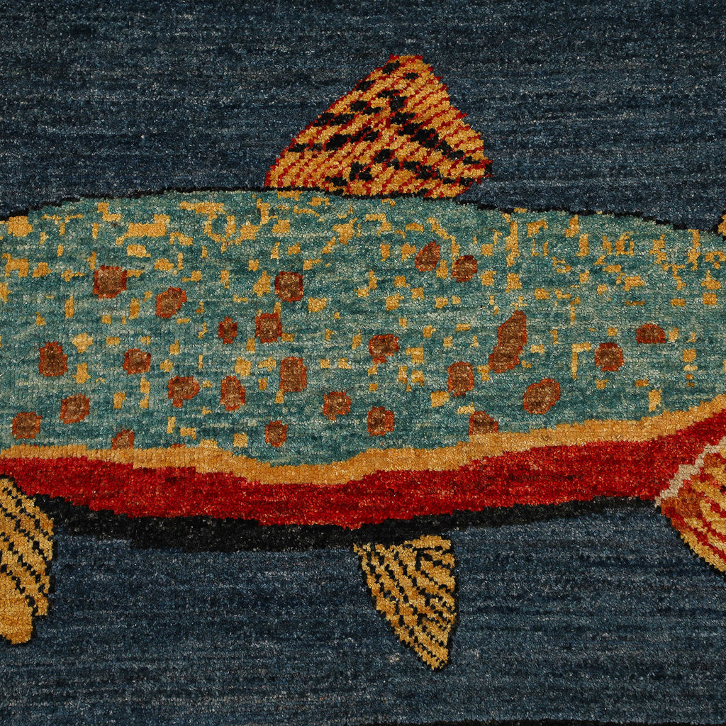 Wool handwoven fish rug