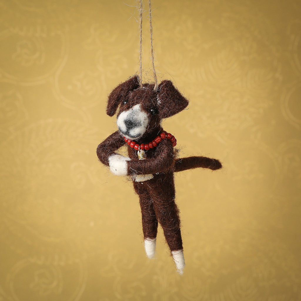 Assorted downward dog felted dog ornament