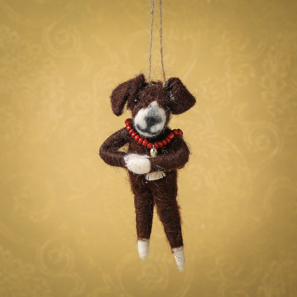 Assorted downward dog felted dog ornament