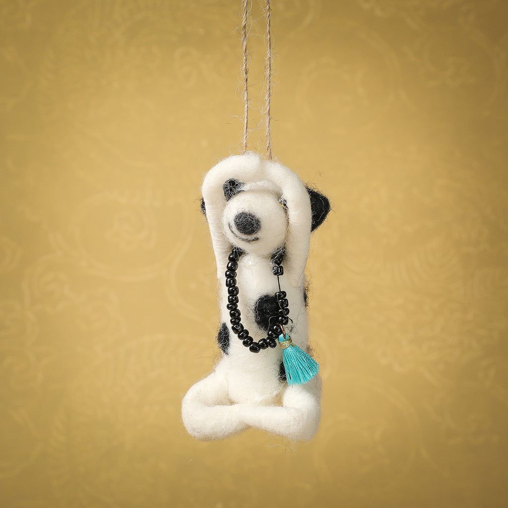 Assorted downward dog felted dog ornament