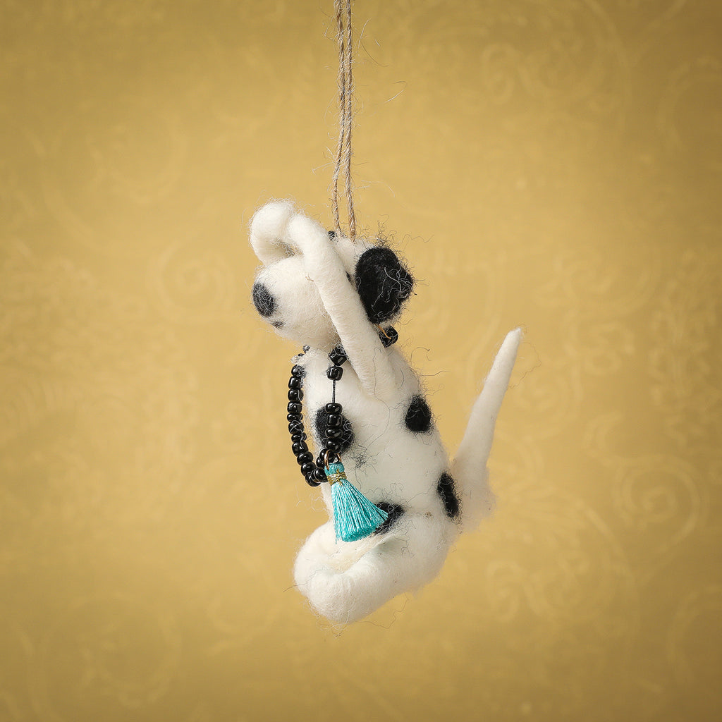 Assorted downward dog felted dog ornament