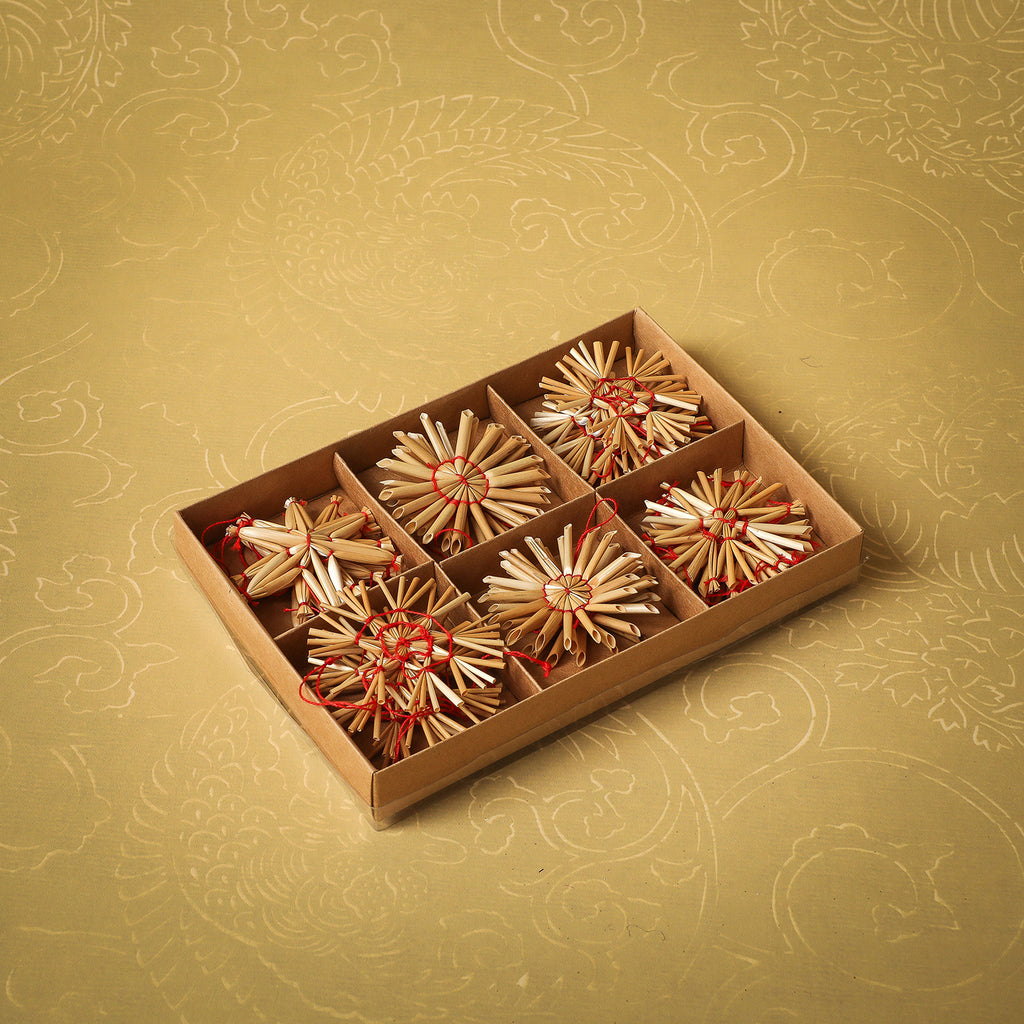 Straw star ornaments boxed set