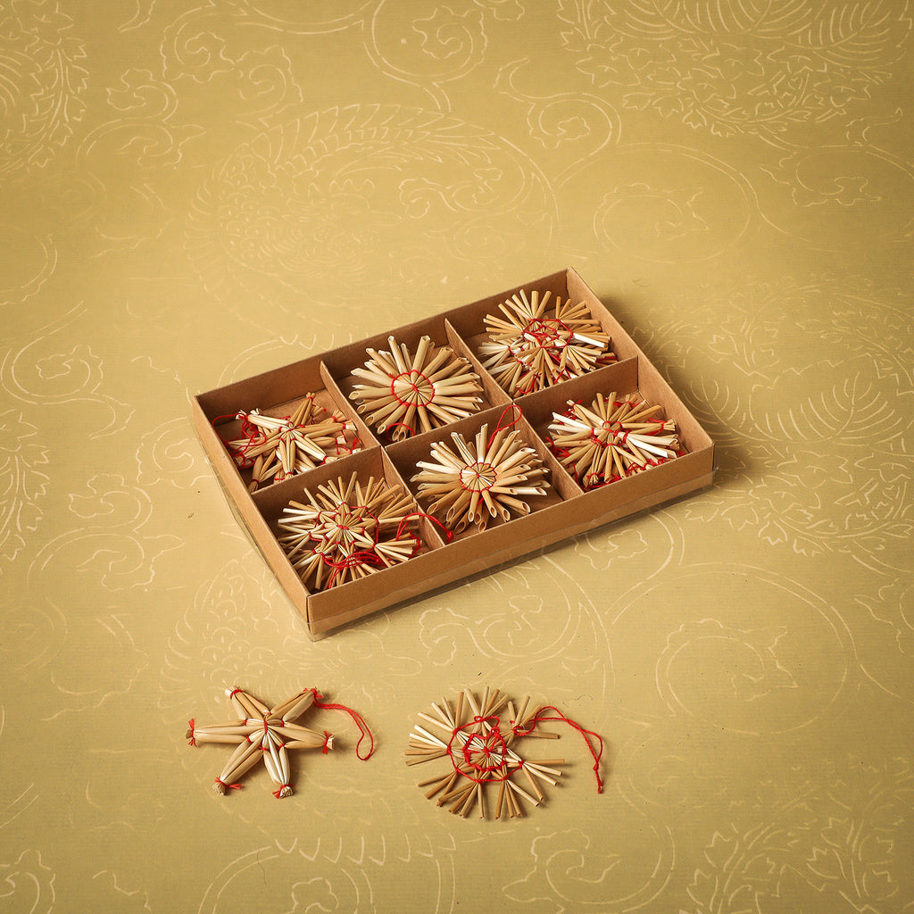 Straw star ornaments boxed set