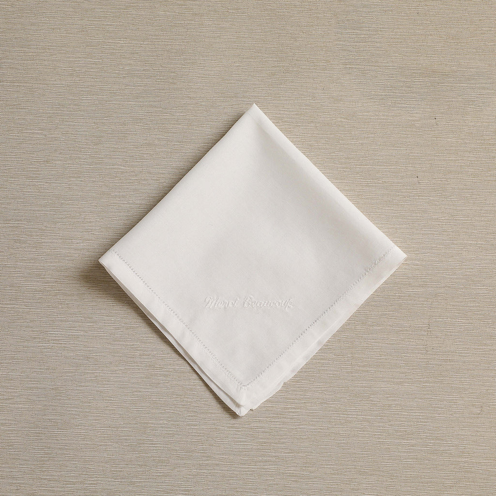 Hand Embroidered Merci Beaucoup White Handkerchief