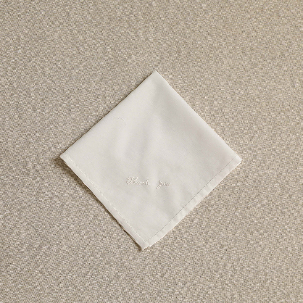 Hand Embroidered Thank You White Handkerchief