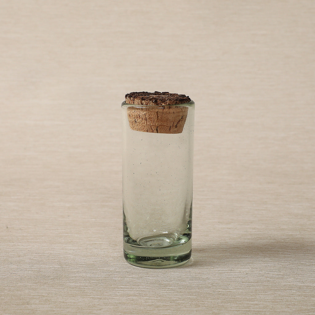 Recycled Glass Canister With Cork Lid