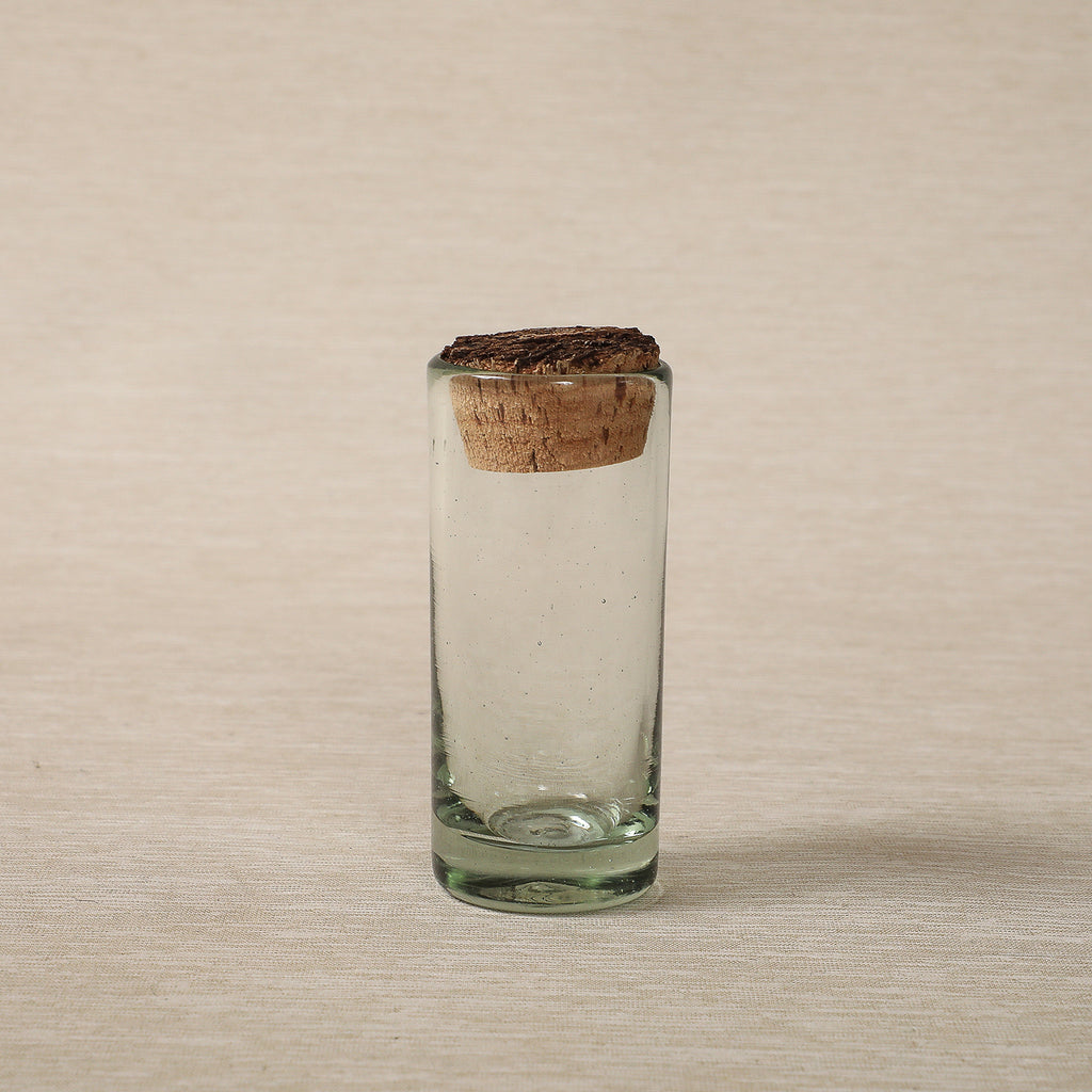 Recycled Glass Canister With Cork Lid
