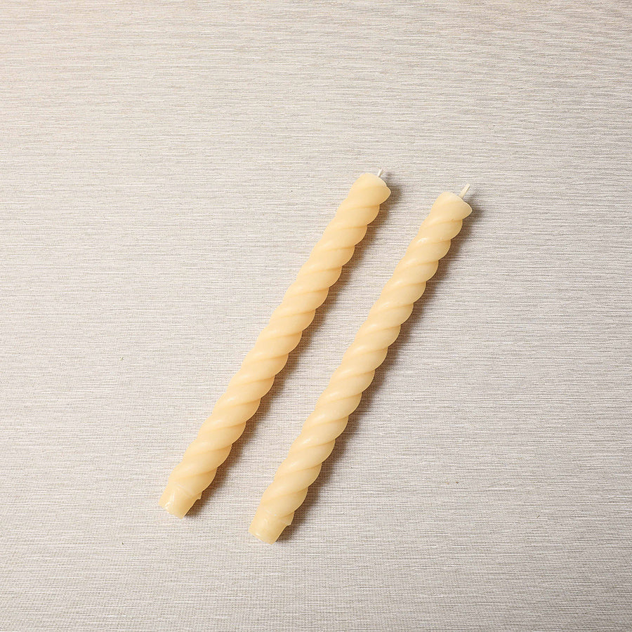 Pair of 10" rope tapers of 100% natural beeswax