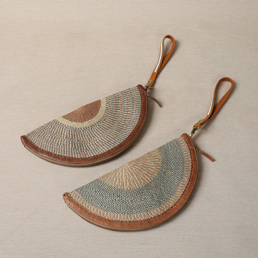 Handwoven palm clutch