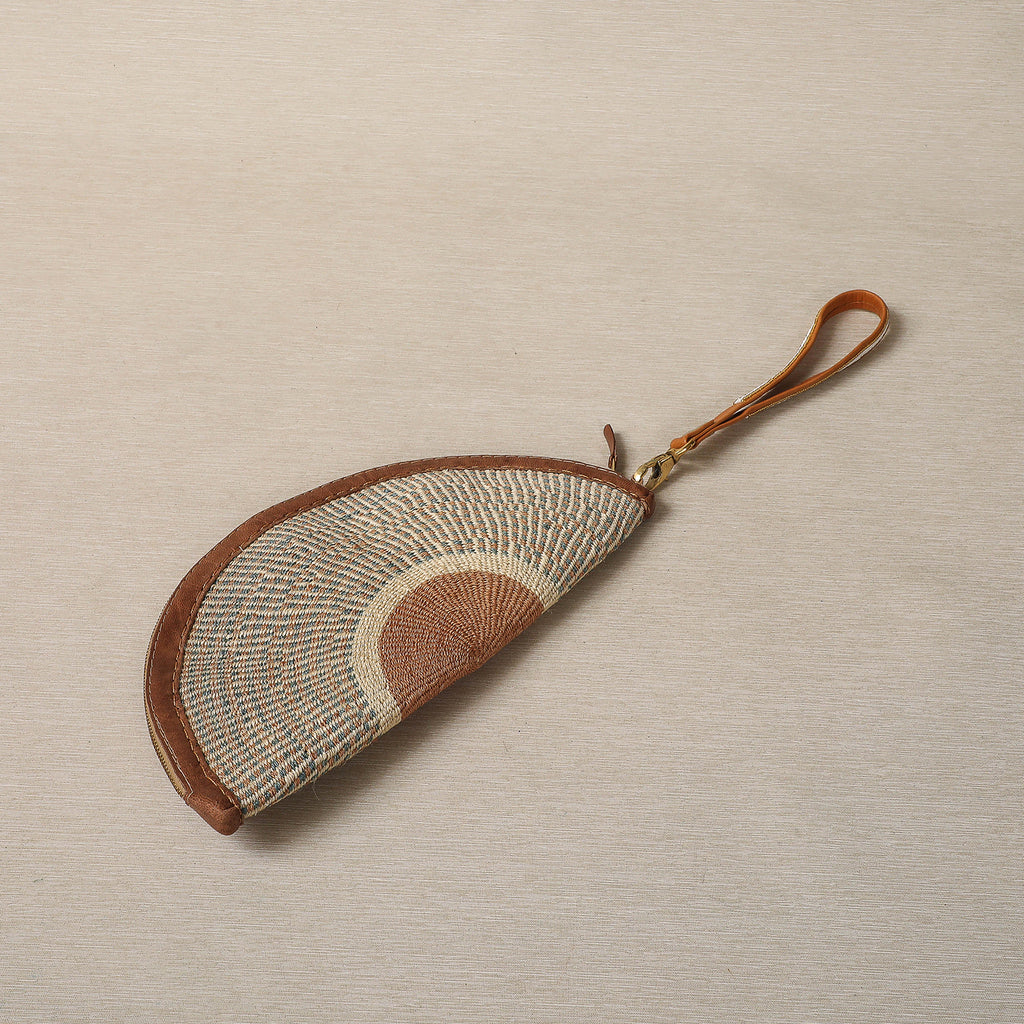 Handwoven palm clutch