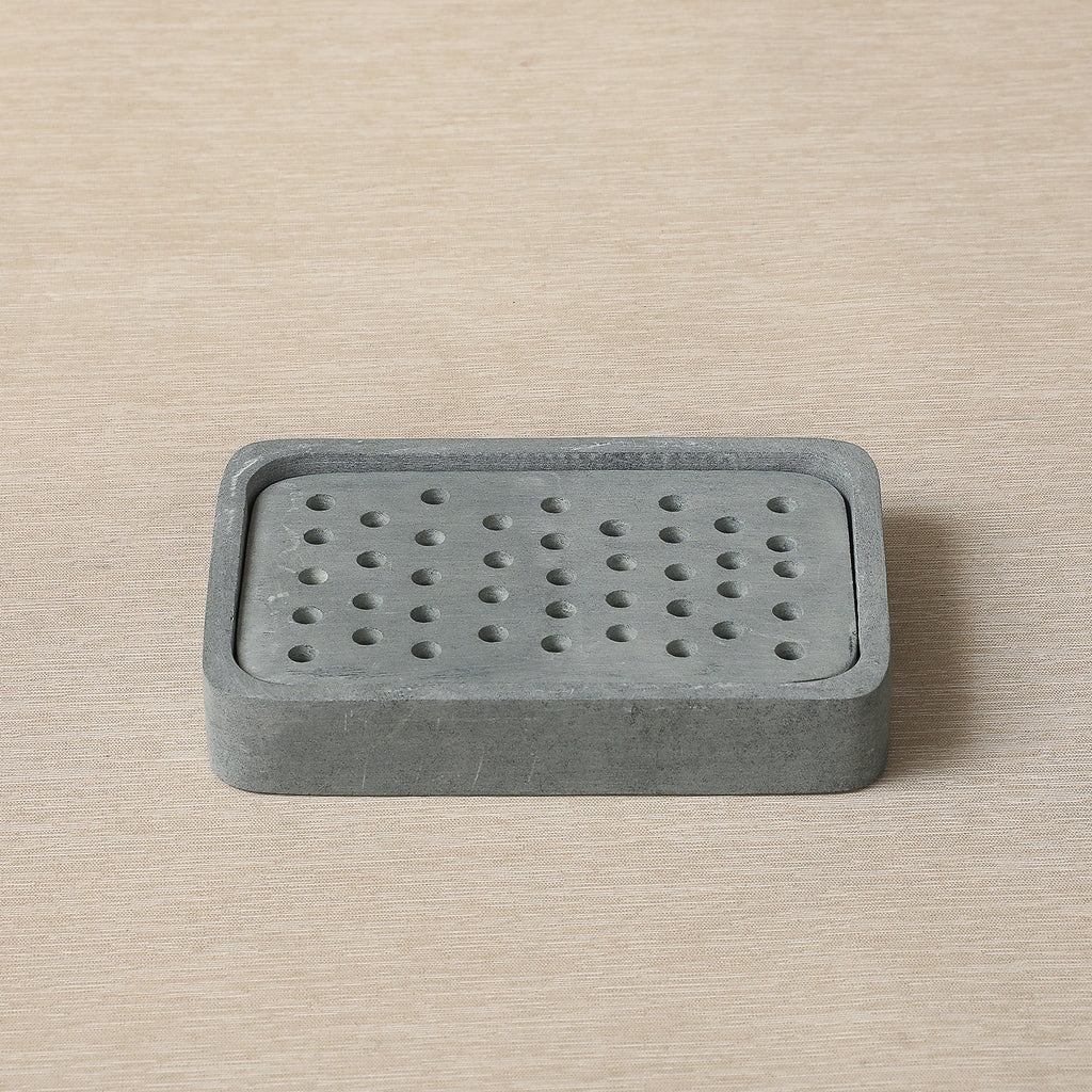 Large rectangular grey soapstone soapdish