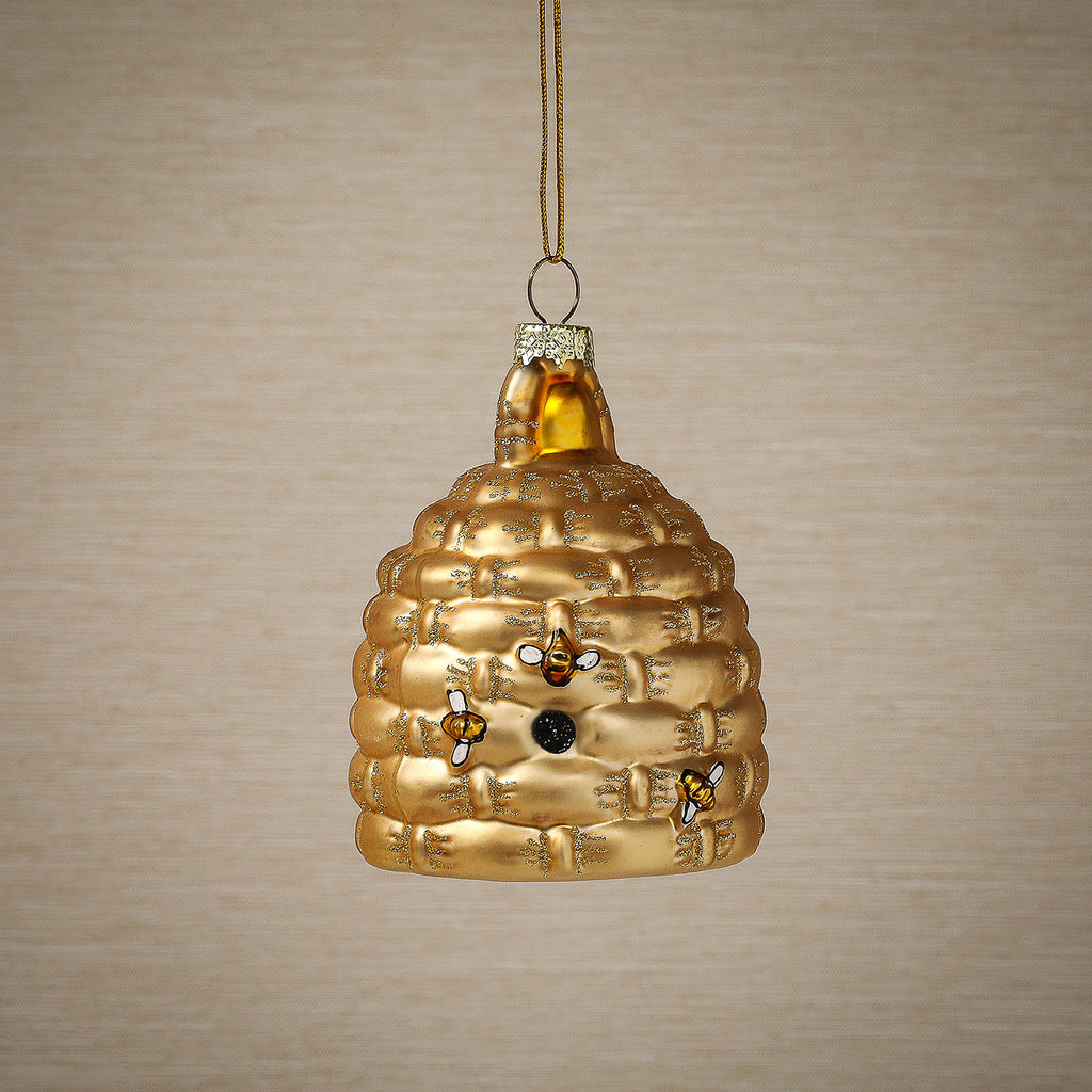 Woven bee skep ornament