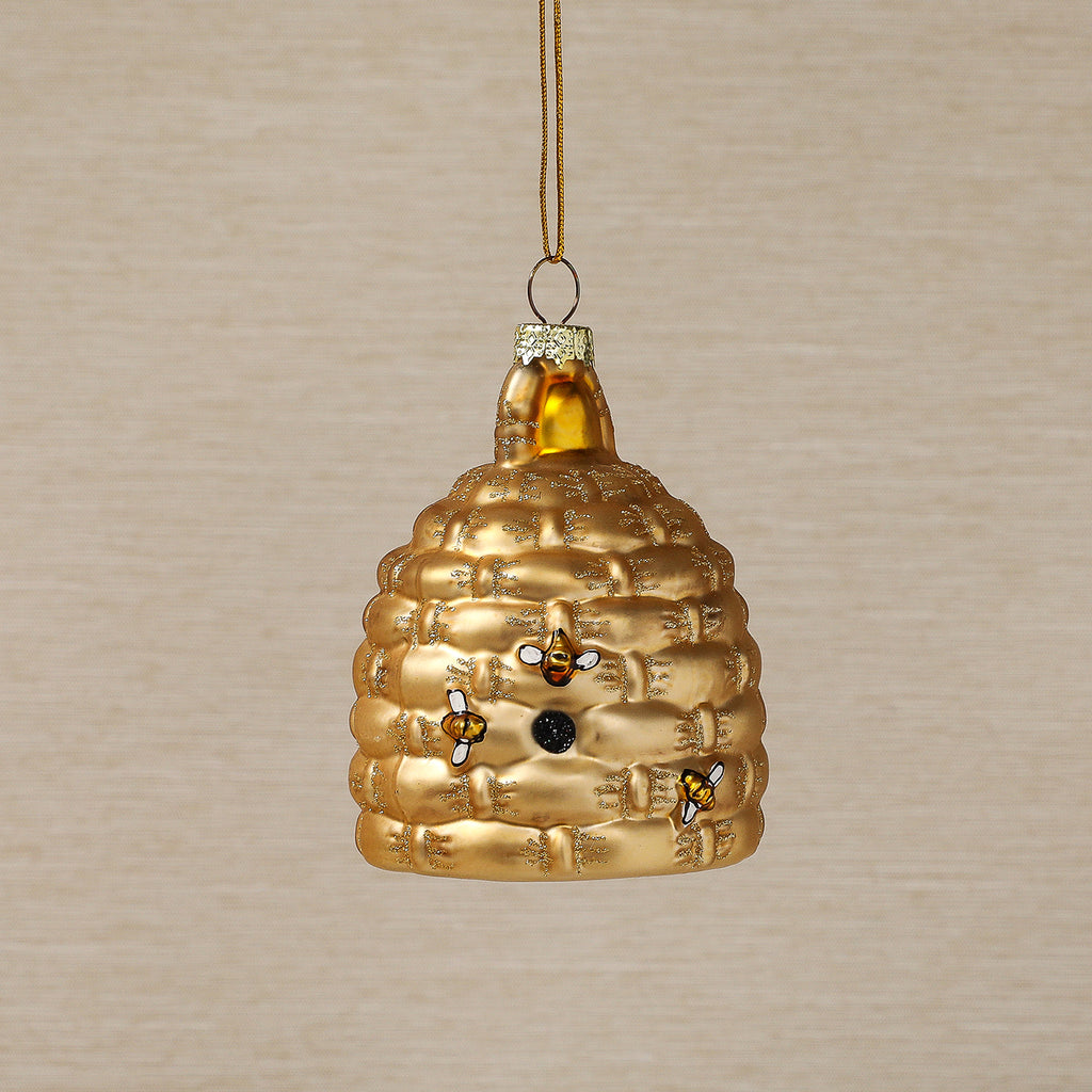 Woven bee skep ornament