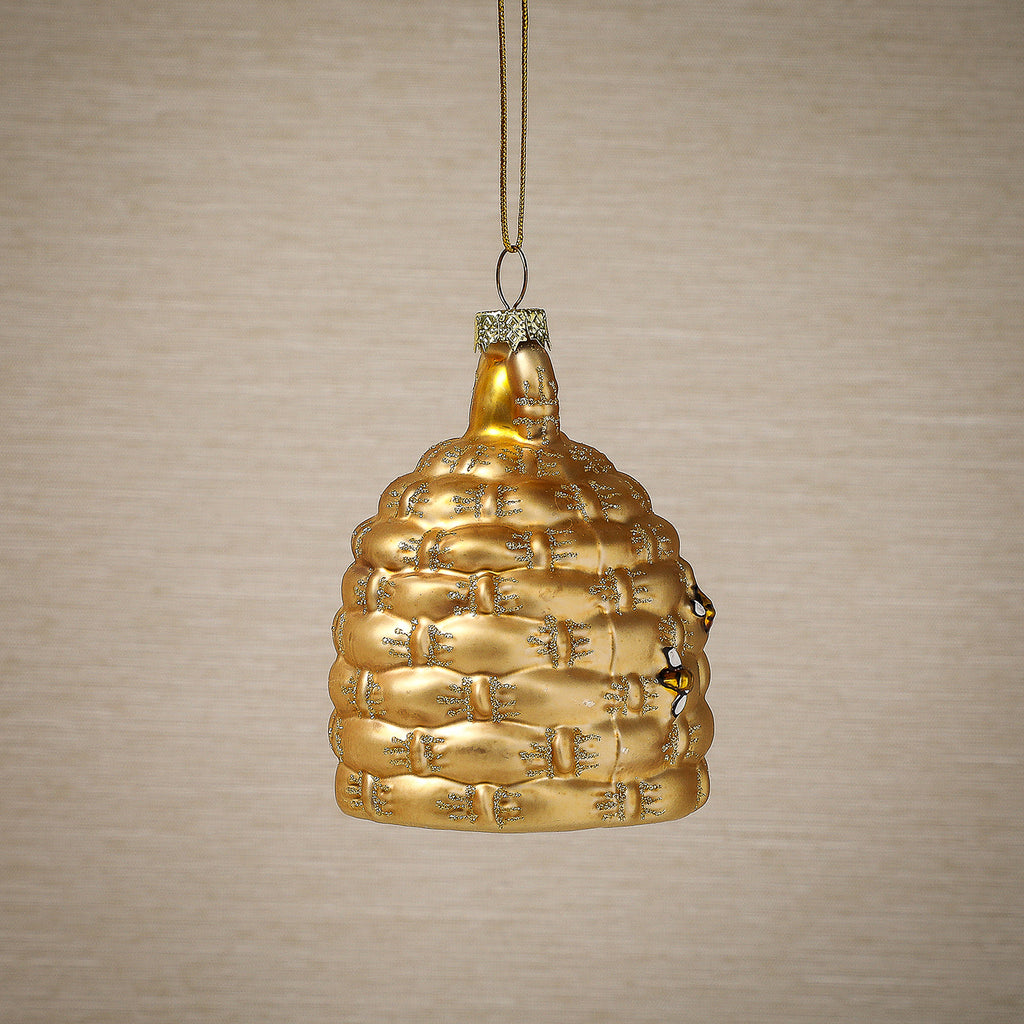 Woven bee skep ornament