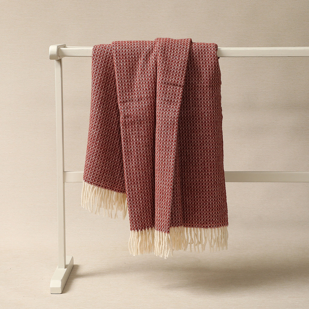 Diamond weave cashmere/merino throw