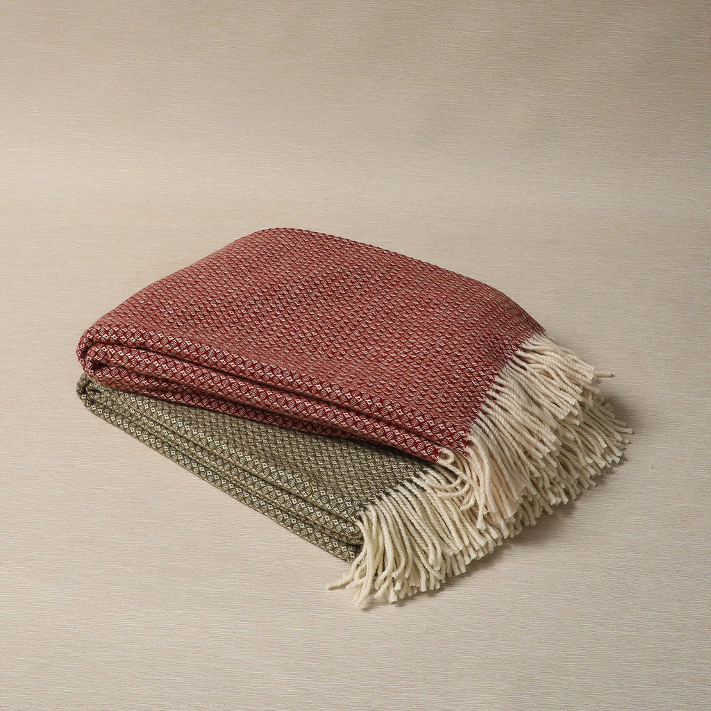 Diamond weave cashmere/merino throw