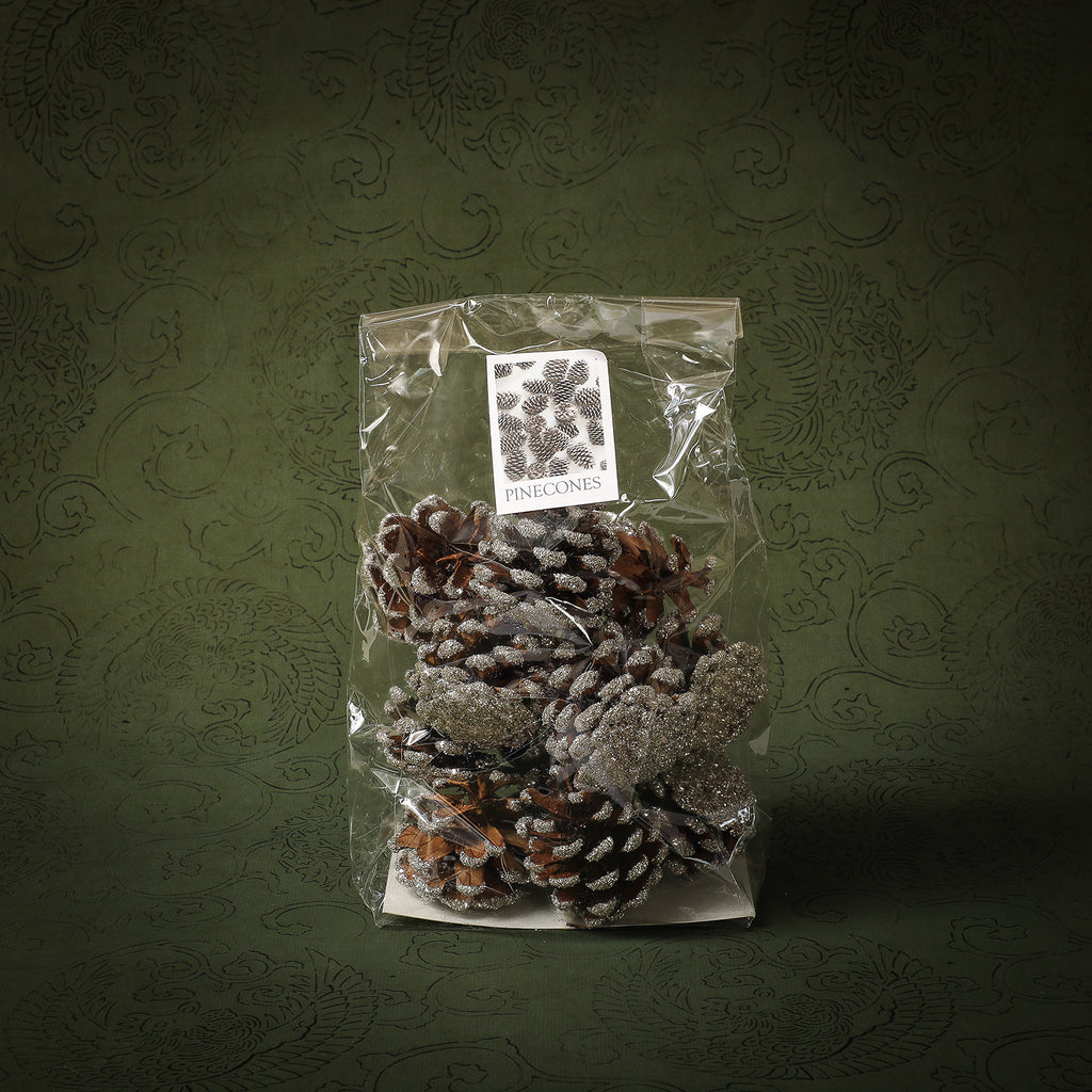 Set Of 12 Silver Mini Pinecones