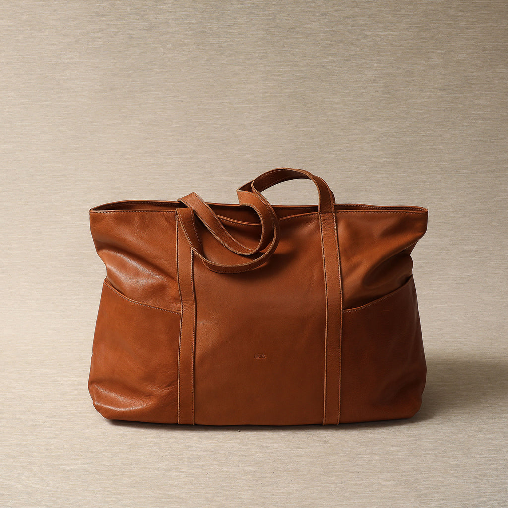 Leather beach style tote bag