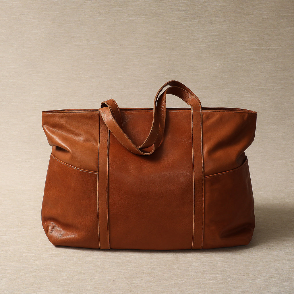 Leather beach style tote bag