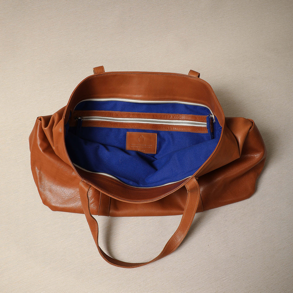 Leather beach style tote bag