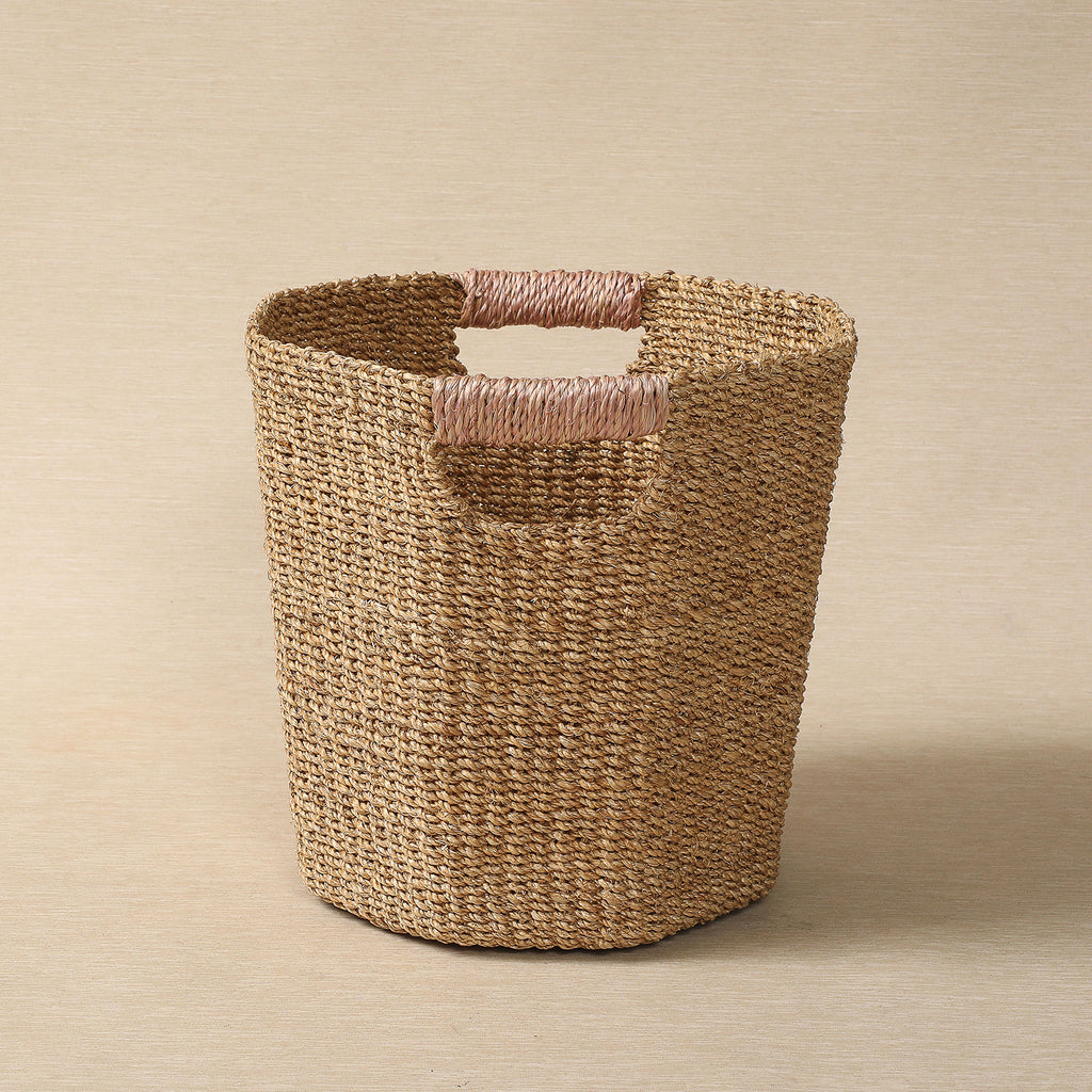 Octagonal wastepaper basket with colorful handles