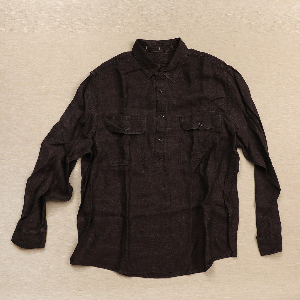 Dark linen vintage pop-over shirt