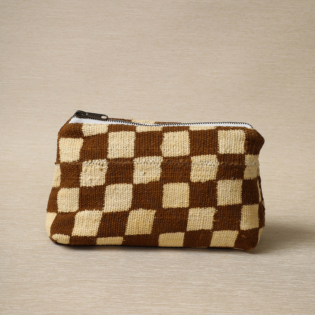 Ochre check cosmetic bag