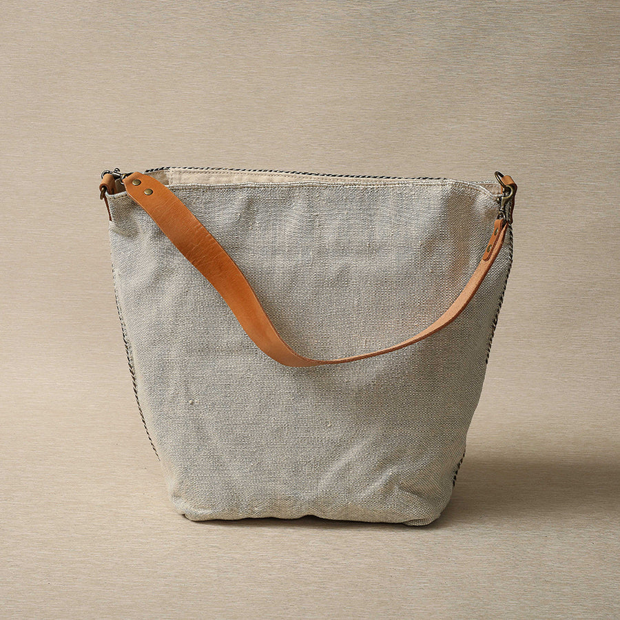 Grey-blue Cactus Silk Moroccan Tote