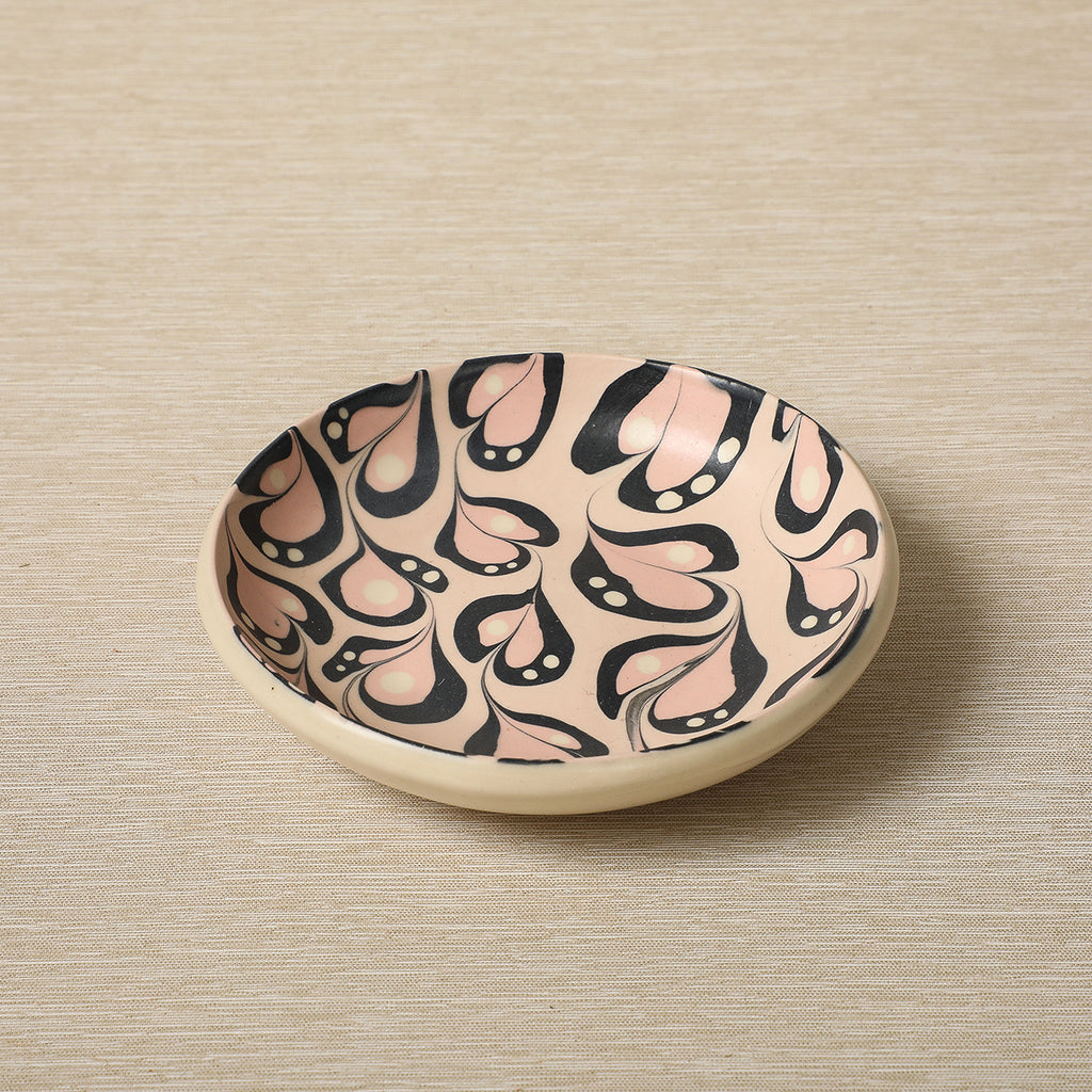 Canape Plate Blush Peacock pattern