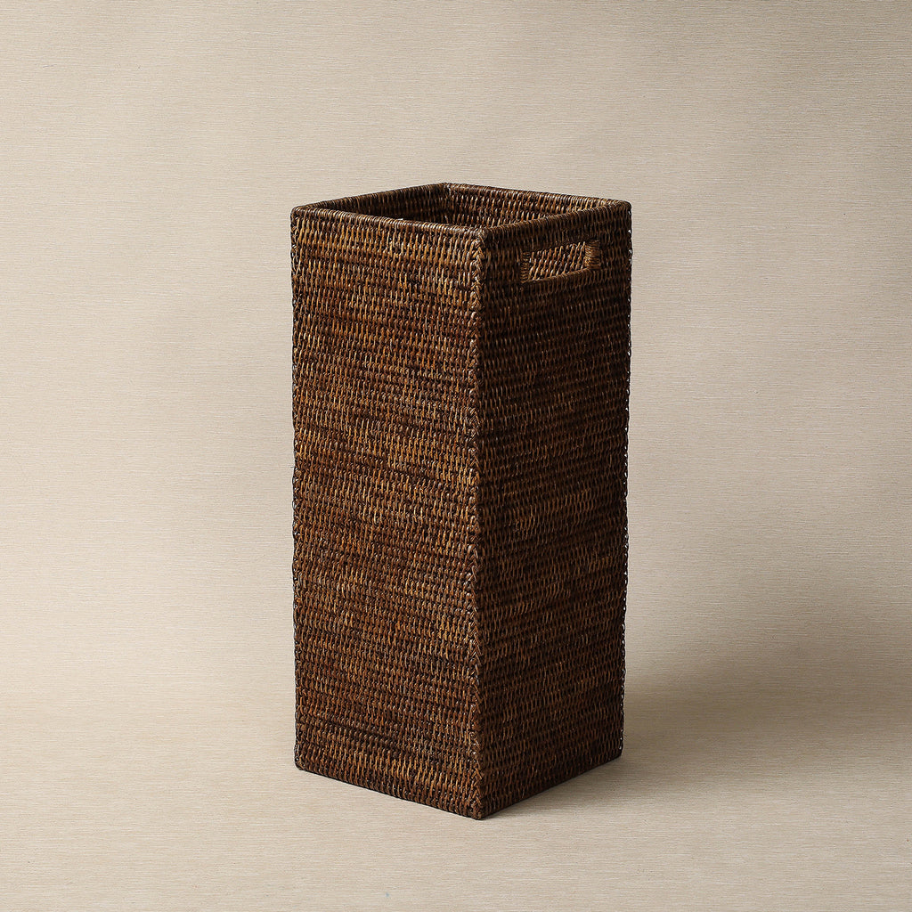 Square rattan umbrella stand with open handles