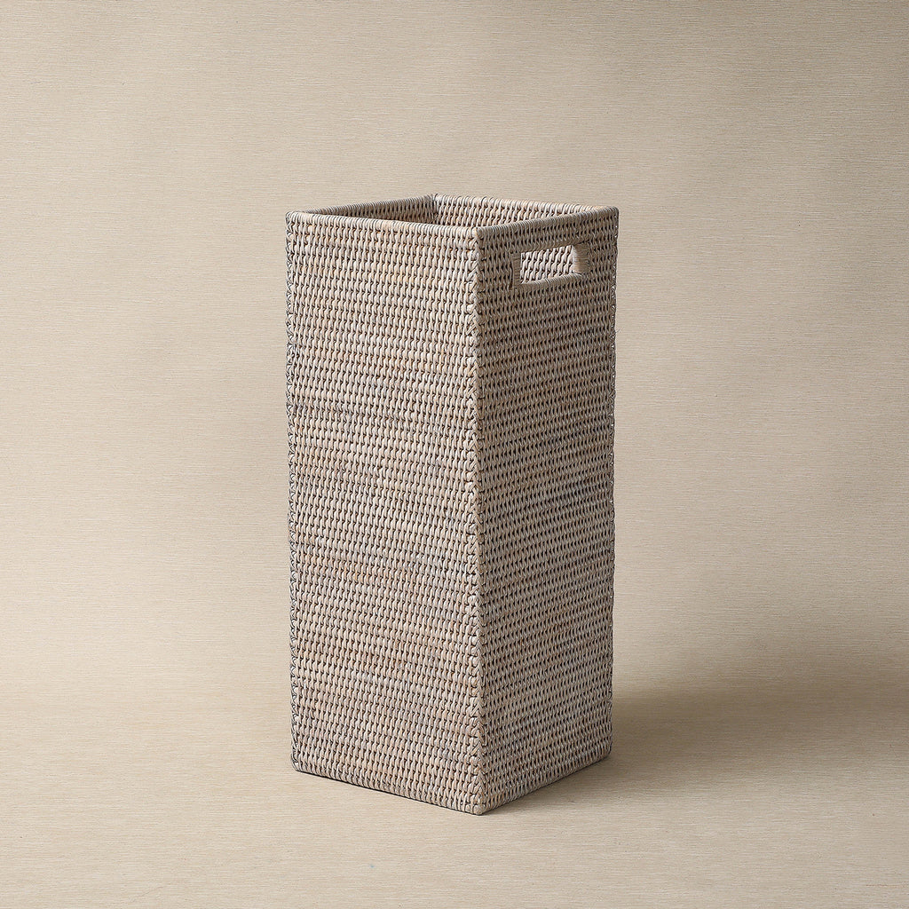 Square rattan umbrella stand with open handles