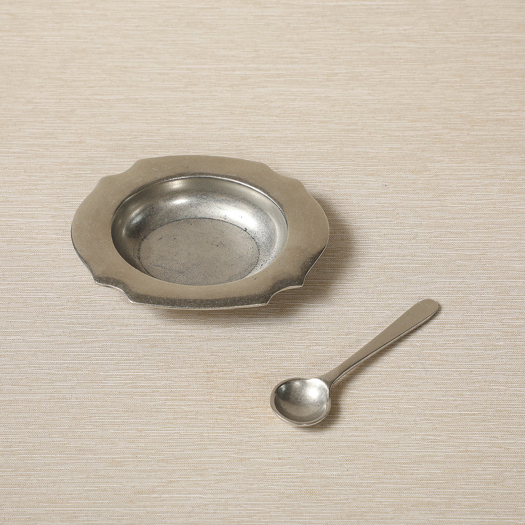 Pewter Salt cellar with spoon