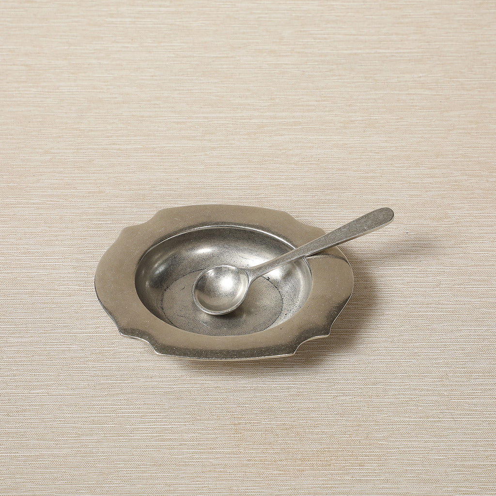 Pewter Salt cellar with spoon