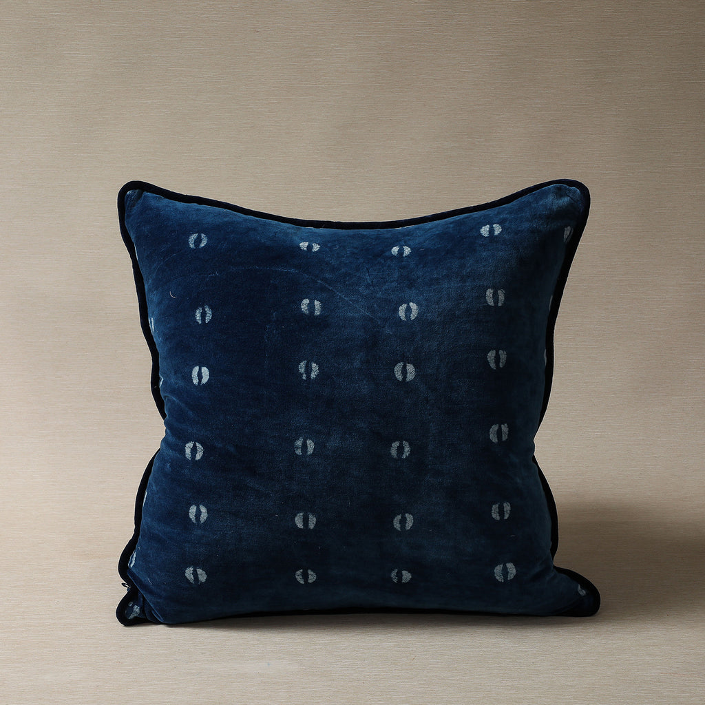 Cotton Velvet Block Print Pillow