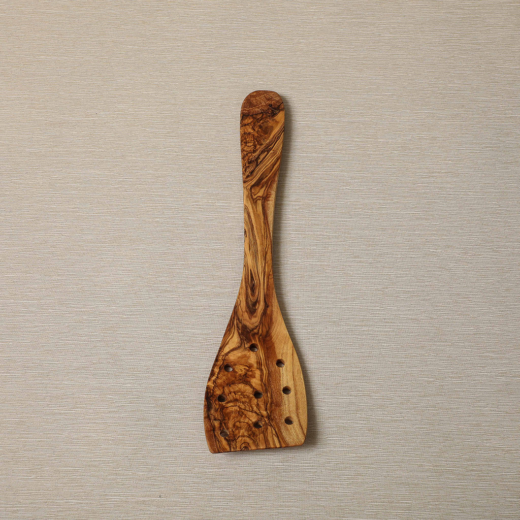 Olive wood spatula with holes