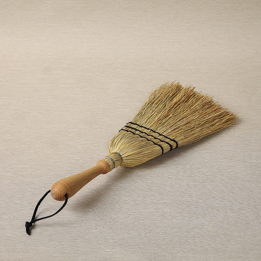 Rice straw hand broom with wood handle
