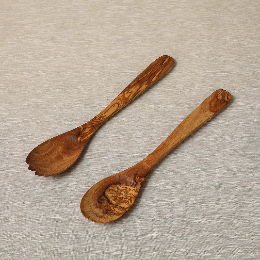 Olive wood salad servers