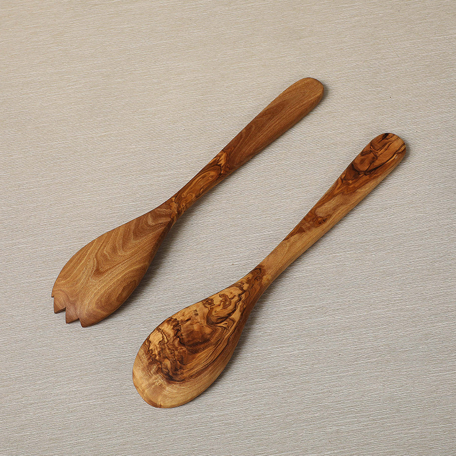 Olive wood salad servers