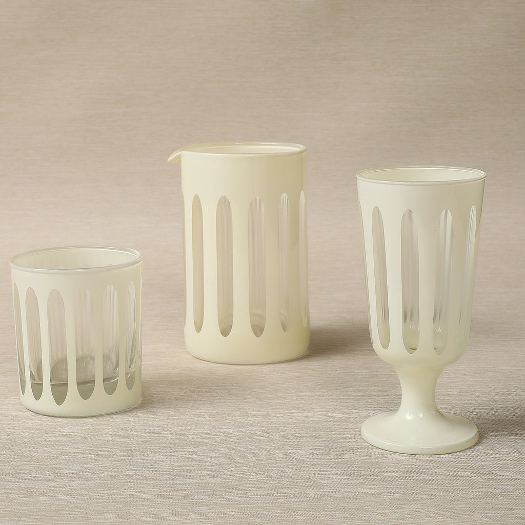 Oval cut glassware in ivory