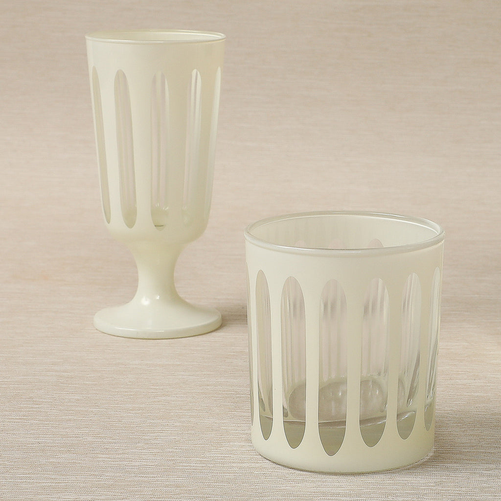 Oval cut glassware in ivory