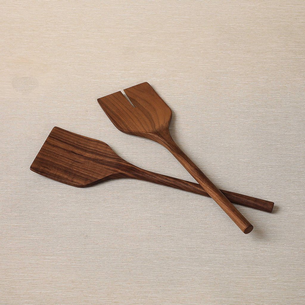 Walnut Salad server set