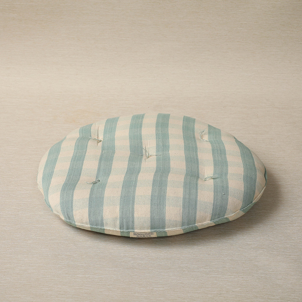 Soft celadon plaid round chair cushion