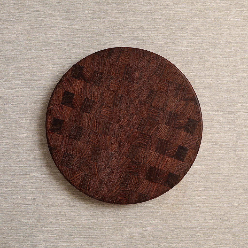 Round butcher block board