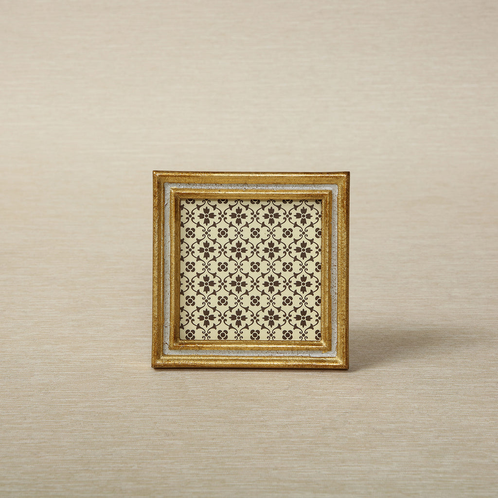 Gold & ivory Florentine Frame, 3" square