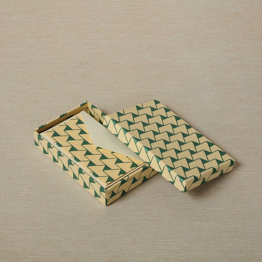 Jaipur green print notecards