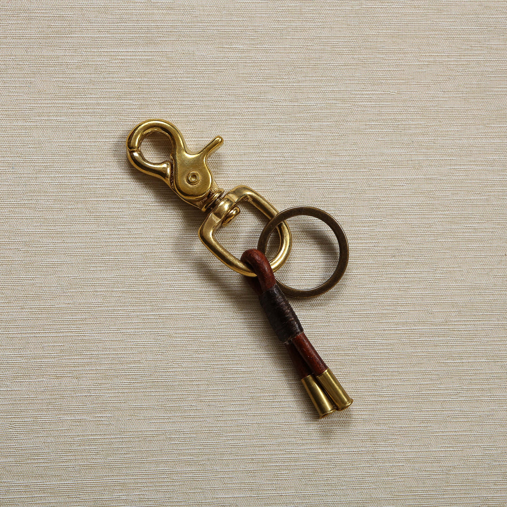 Brass keychain with leather