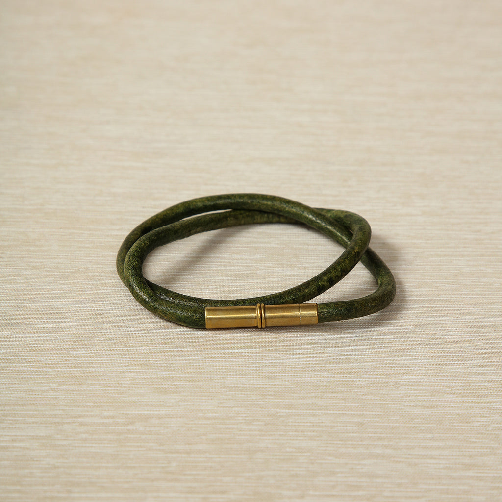 Leather Cord Bracelet with Magnet Closure Indigo